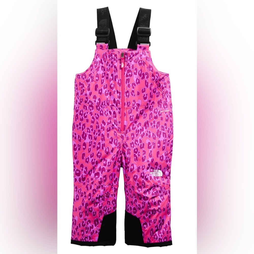 3T Toddler North-face Ski Bibs “Cabaret Pink Leopard Print”
